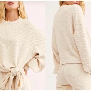 Free People Beach Gulfport Oversized Textured Sweater XS Cream Slouchy Relaxed